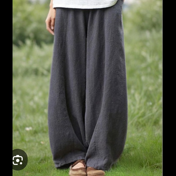 NWT IXIMO Baggy Linen Blend Elastic Waist Relax Fit Lantern Pants Size M Gray
